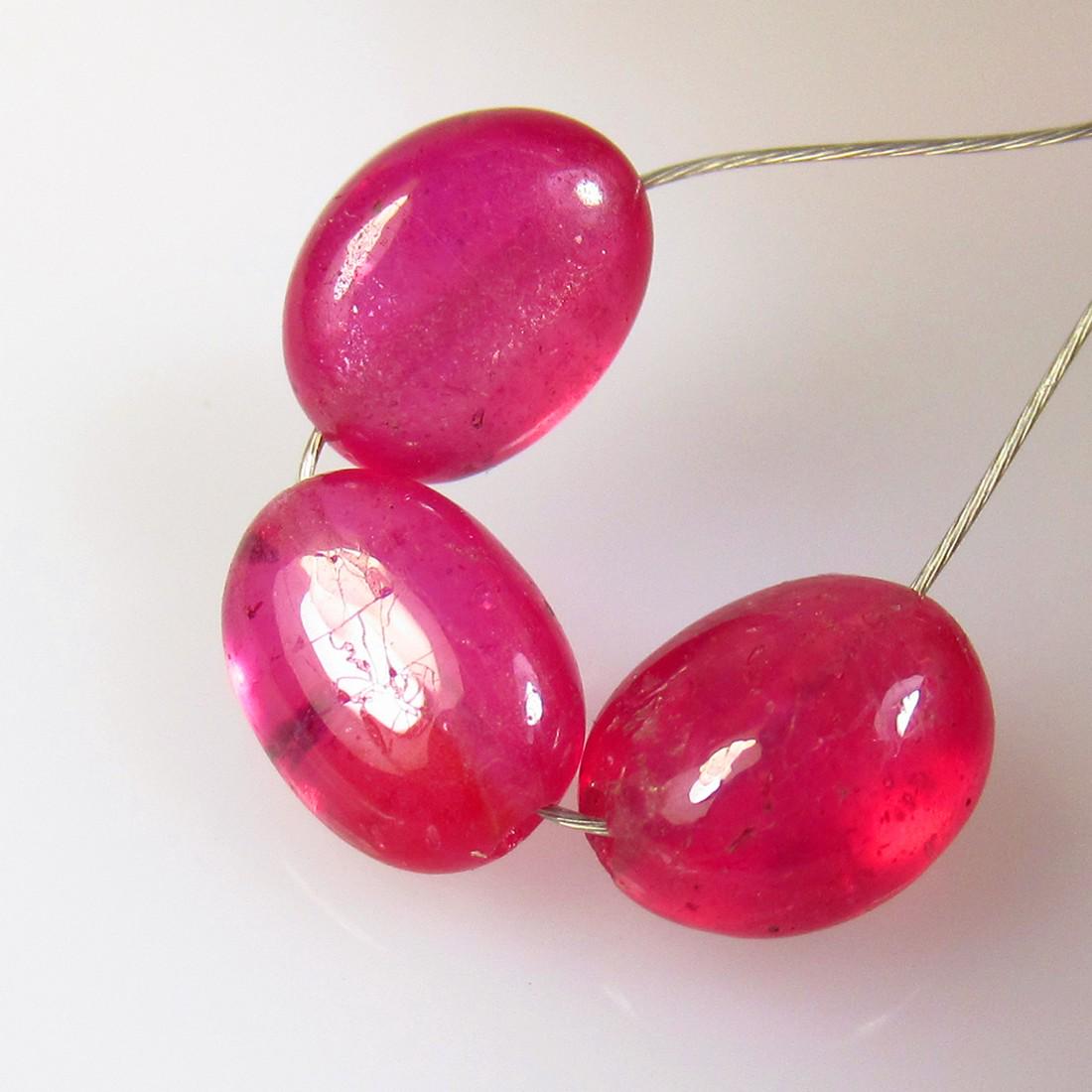 6.02 Ctw Natural 3 Red Ruby Dumble Beads (1 of 2)
