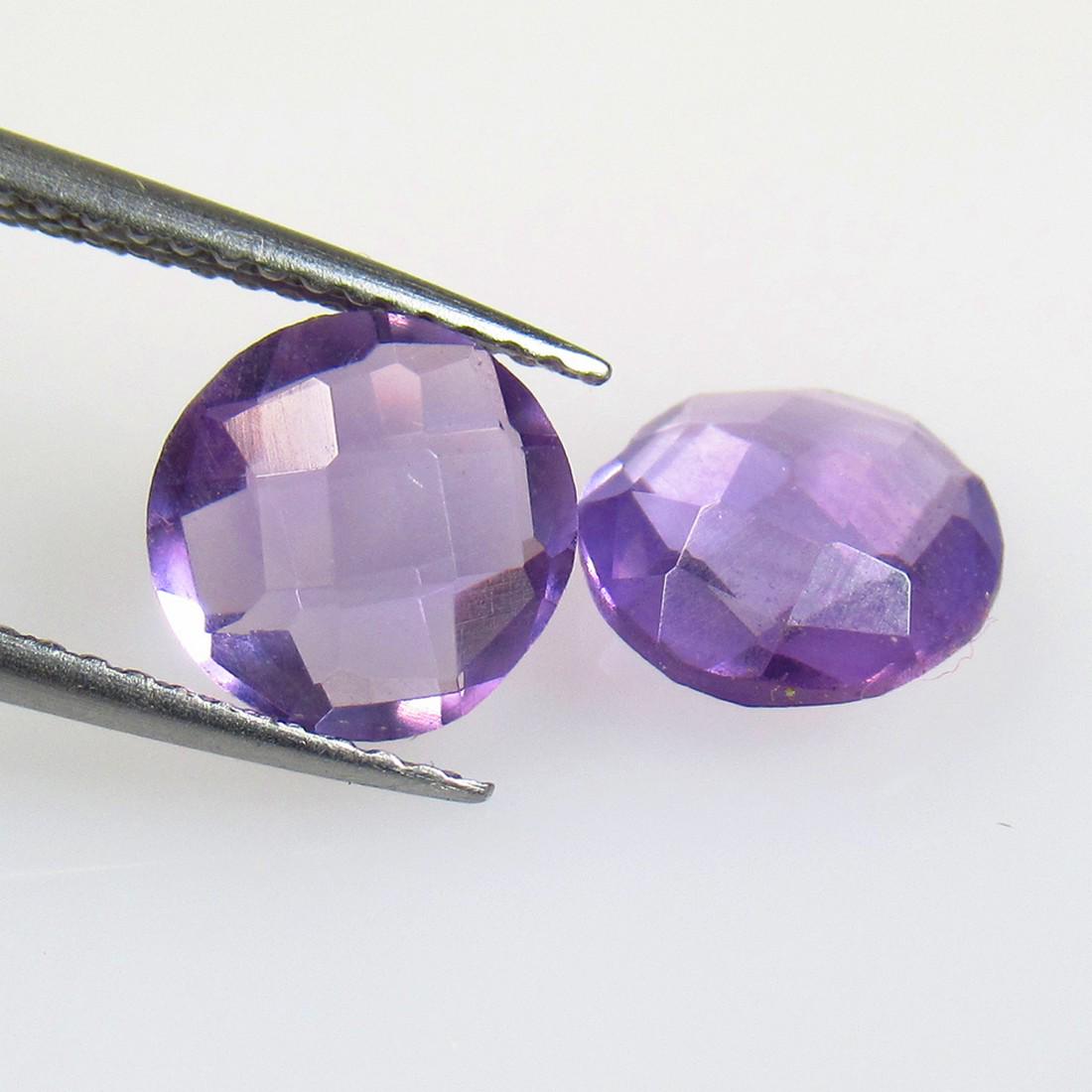 3.00 Ctw Natural Purple Amethyst Round Checkerboard Pair (1 of 2)