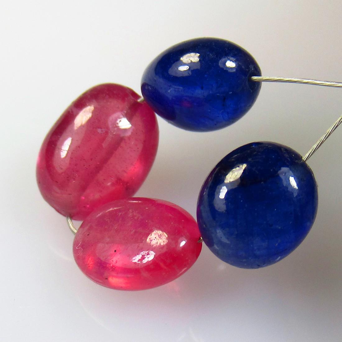 11.00 Ctw Natural 4 Ruby Sapphire Dumble Beads (1 of 2)