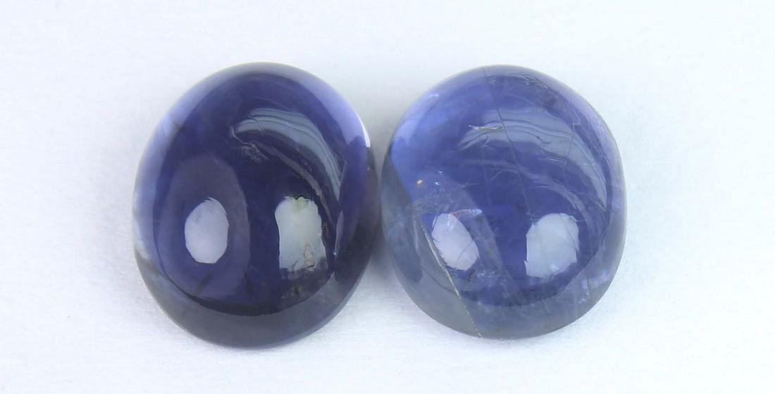 5.48 cts Natural Iolite Lot: No Reserve! Gemstone: Natural Iolite Shape and cut: Oval Cabochon Weight: 5.48 carats Measurements: 10x8 mm , 10.35x8.32x4.60 mm Color: Violite Number Of Stone: 2 Transparency: Transparent Treatment: 