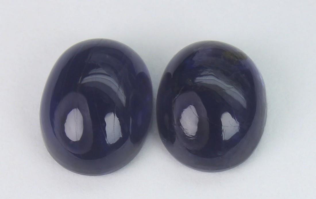 3.98 cts Natural Iolite Lot: No Reserve! Gemstone: Natural Iolite Shape and cut: Oval Cabochon Weight: 3.98 carats Measurements: 7x9 mm Color: Violite Number Of Stone: 2 Transparency: Transparent Treatment: No Treatment Origin: N