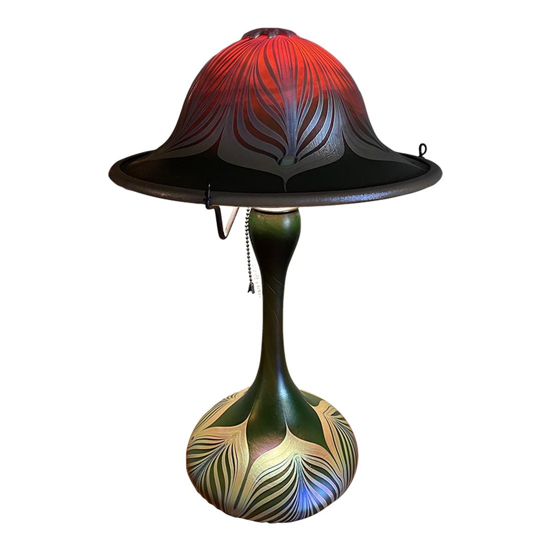 Art Nouveau Style Painted Glass Table Lamp