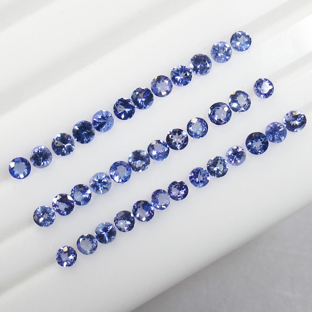6.87 Ctw Natural 53 Tanzanite Round Lot: Title: 6.87 Ctw Natural 53 Tanzanite Round Lot Stone Clarity: VVS Gemstones: Natural Tanzanite Carat Weights: 6.87 Size/Dimensions: 3.00 - 3.20 mm / 53 Pc's Additional Information: Top Quality Luster 