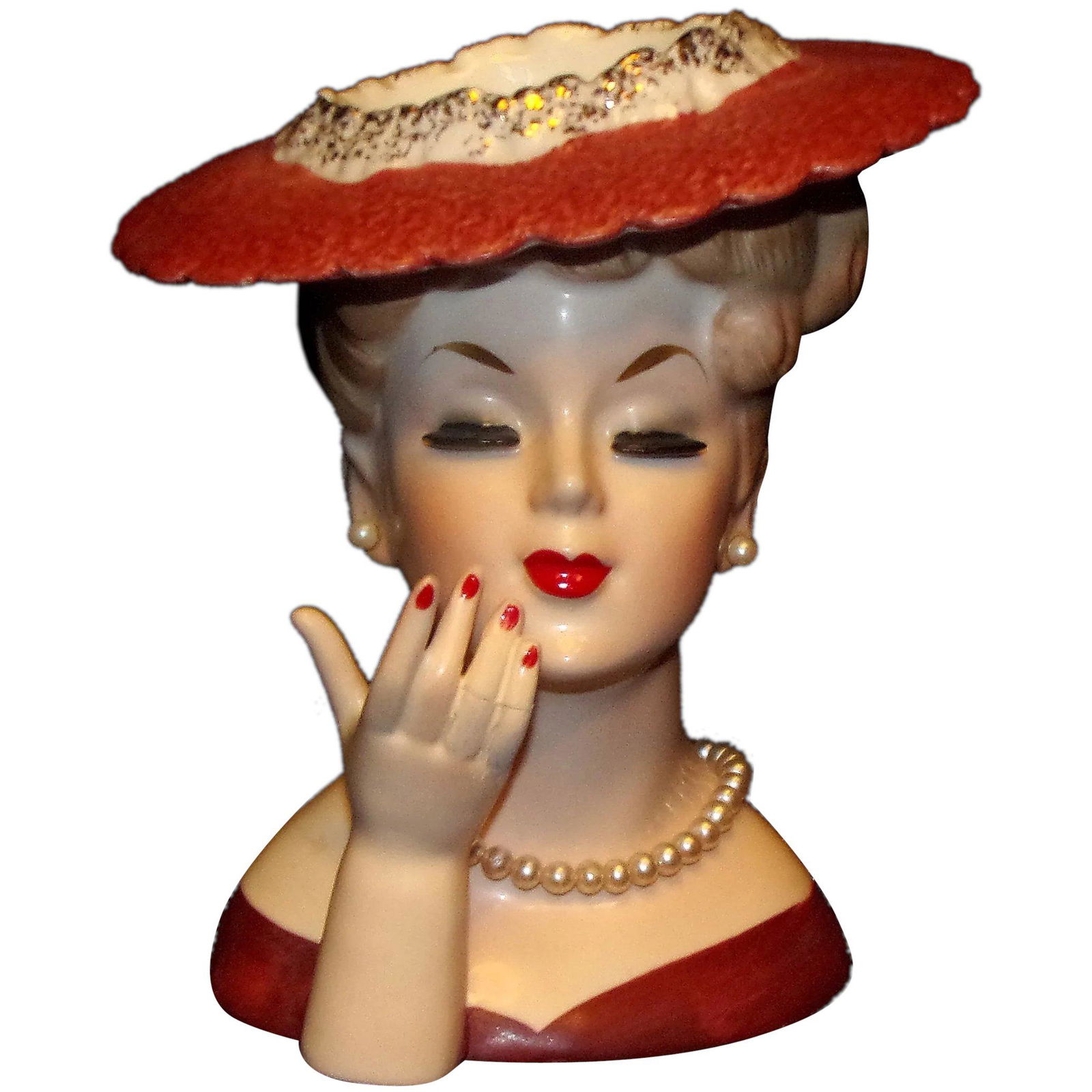 Vintage 1956 Napco C3307B Lady Head Vase (1 of 6)