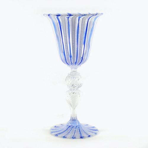 Marino Santi - Murano glass Goblet with fine Reticello (1 of 6)