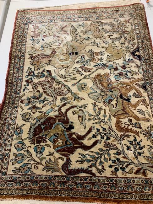 Hanf Knotted Persian Silk Rug 2.8x1.10 ft (1 of 9)