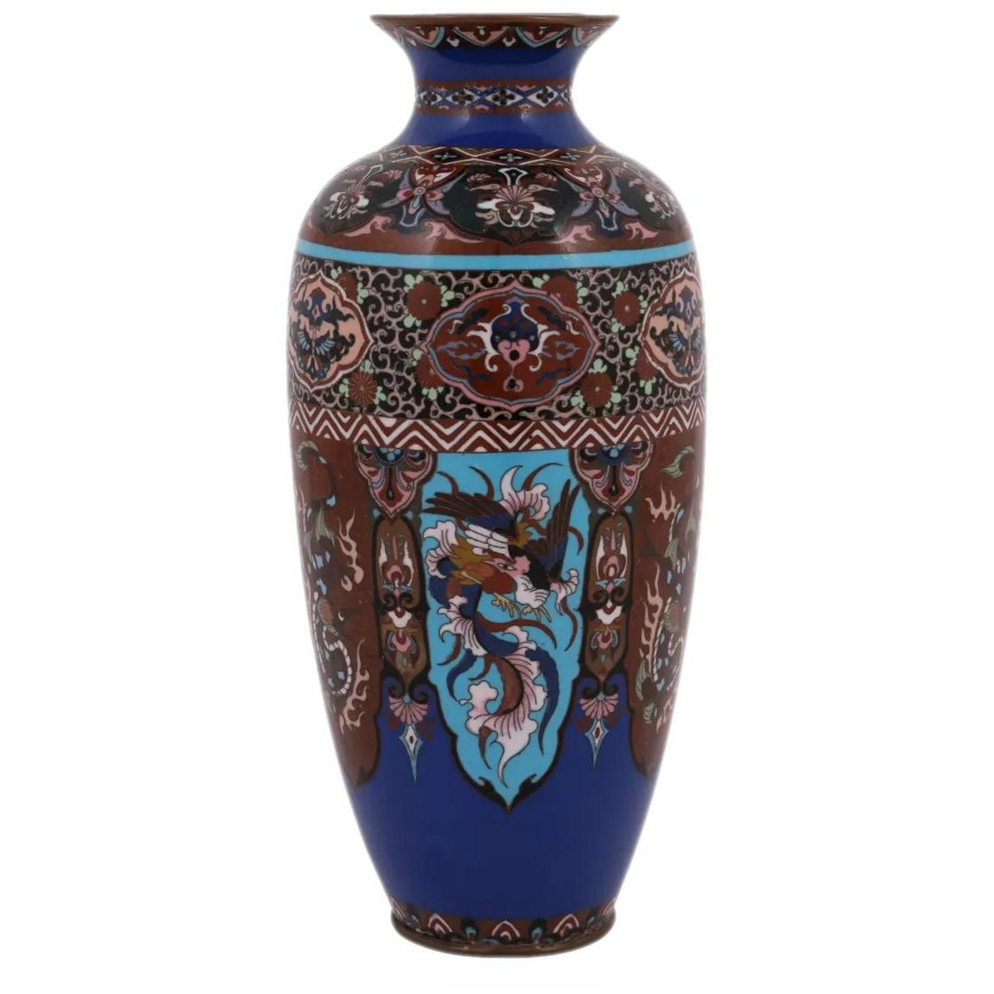 Large Japanese Cloisonne Enamel Vase With Dragons (1 of 5)