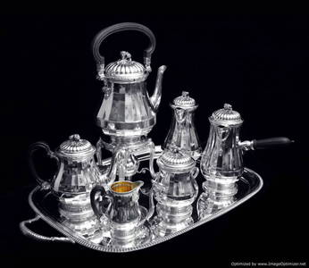 PUIFORCAT (HERMES) - 8pc. LOUIS XVI STERLING SILVER TEA / COFFEE SET, 1850-1899 !!
