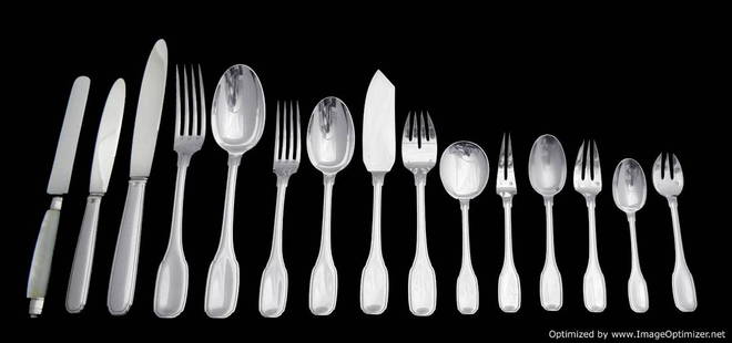 HB - ART DECO FRENCH STERLING SILVER FLATWARE SET 204pc + STORAGE DRAWERS 1900-1940: Title: HB - ART DECO FRENCH STERLING SILVER FLATWARE SET 204pc + STORAGE DRAWERS 1900-1940Date/Period: 20th CenturyOrigin: FranceMaker/Designer: French Art DecoSilver Purity: 950Size: 204