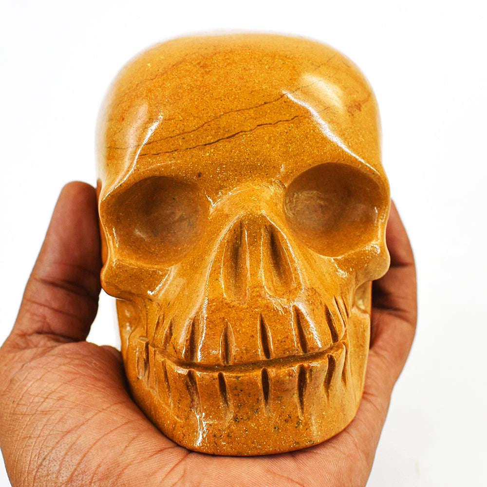 Beautiful Jasper Hand Carved Genuine Crystal Gemstone Carving Skull (1 of 3)