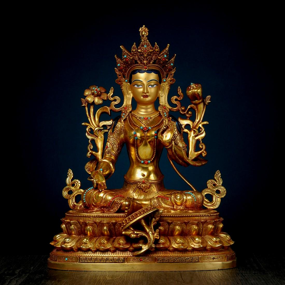 Tibetan Bronze Buddha Statue-Dola Bodhisattva (1 of 9)
