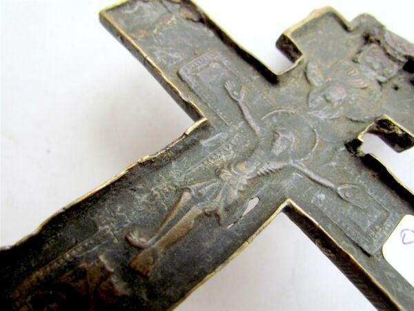 RUSSIAN ICON CROSS CRUCIFIX EXTREMELY RARE DOUBLE SIDED ANTIQUE 18th CENTURY (1 of 3)