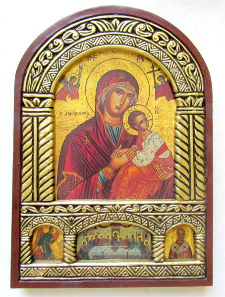 GREEK BYZANTINE STYLE ORTHODOX ICON on WOOD of HOLY VIRGIN: New, not an antique. Size 5 3/4 x 8" Perfect condition. Reserve: $35.00 Shipping: Domestic: Flat-rate of $25.00 to anywhere within the contiguous U.S. International: Foreign shipping rates are determi