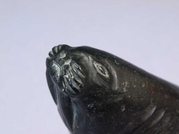 Inuit Eskimo Label Native Vintage Soapstone Carving Seal Walrus SIGNED 1976 (1 of 7)