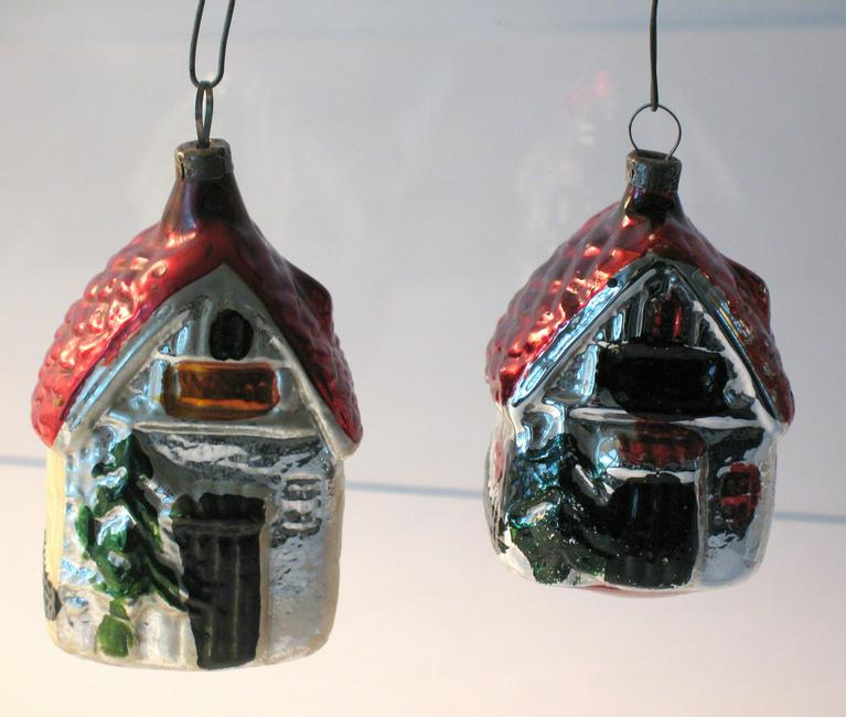 Pair Vintage Cottage Feather Tree Ornaments (1 of 1)