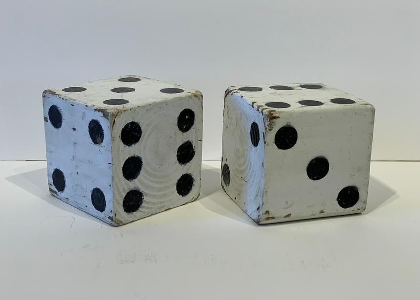 Pair early 20thc Oversized Carnival Dice (1 of 3)