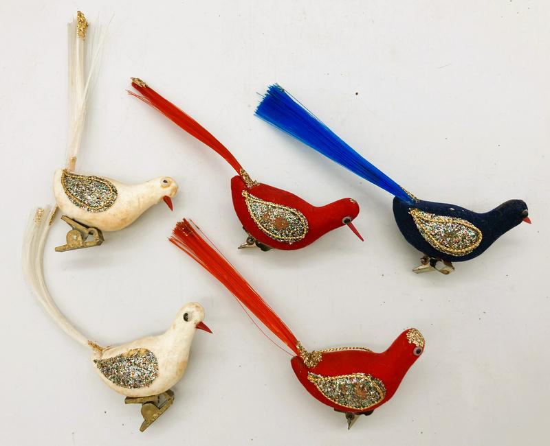 5 Vintage Clip On Bird Christmas Ornaments Japan (1 of 8)