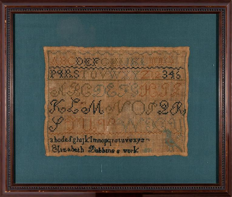 Needlework sampler by Elizabeth Dobbins dated 1831 (1 of 1)