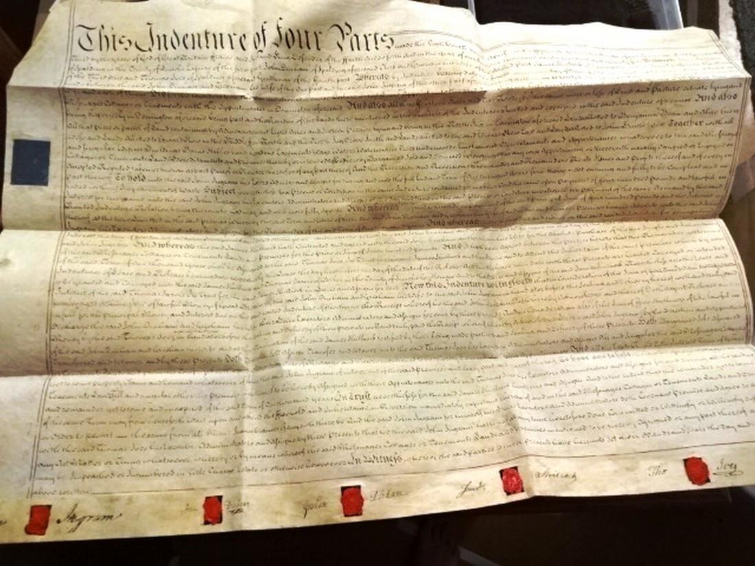 1775 Large English Vellum Deed Five Red Wax Seals (1 of 4)