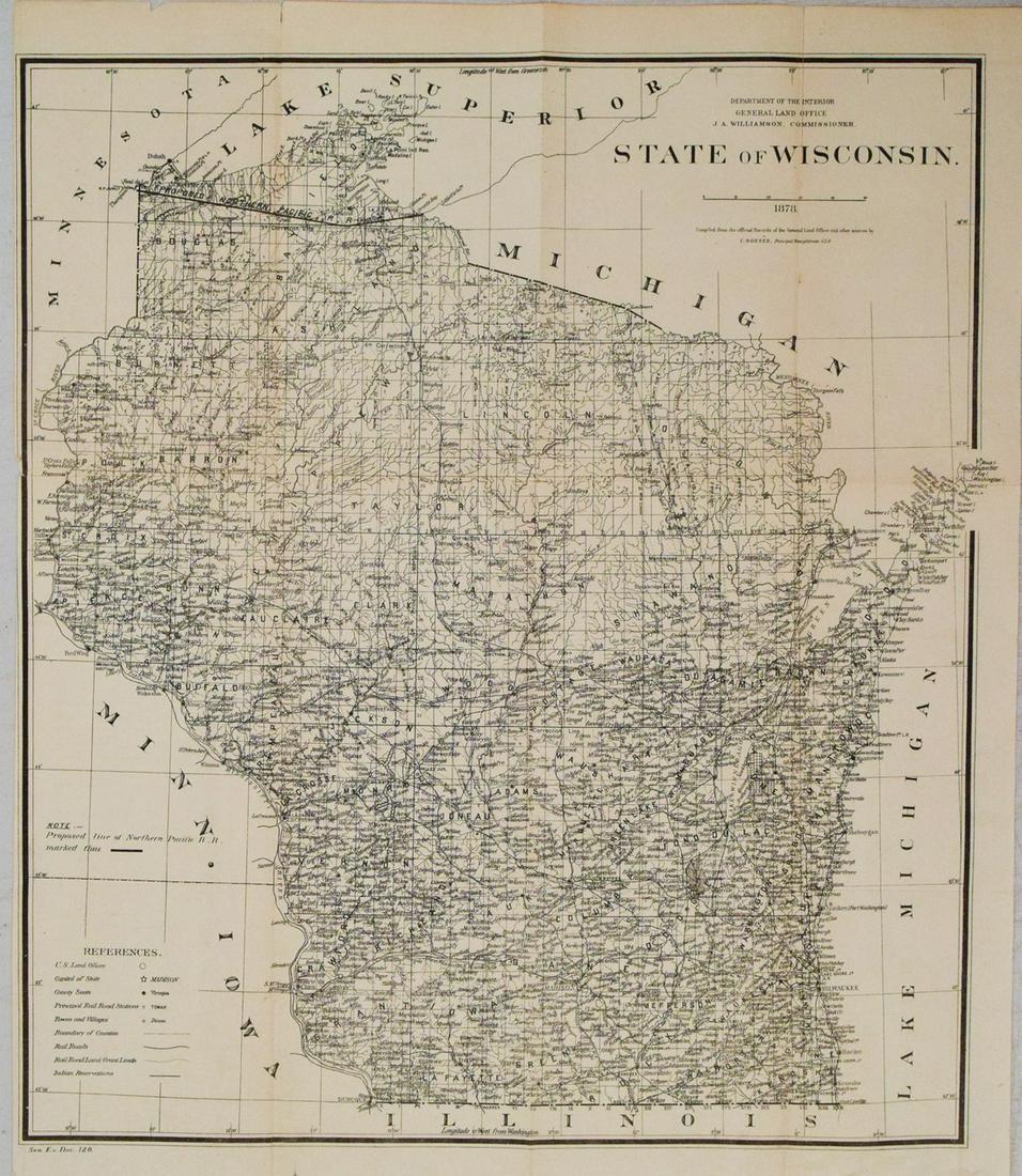 1878 GLO Map of Wisconsin -- State of Wisconsin (1 of 1)