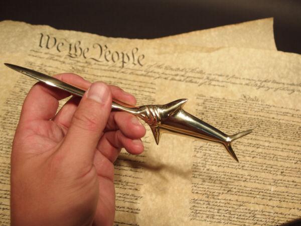 Brass Nautical Swordfish letter opener Fishing Fish Desk (1 of 9)