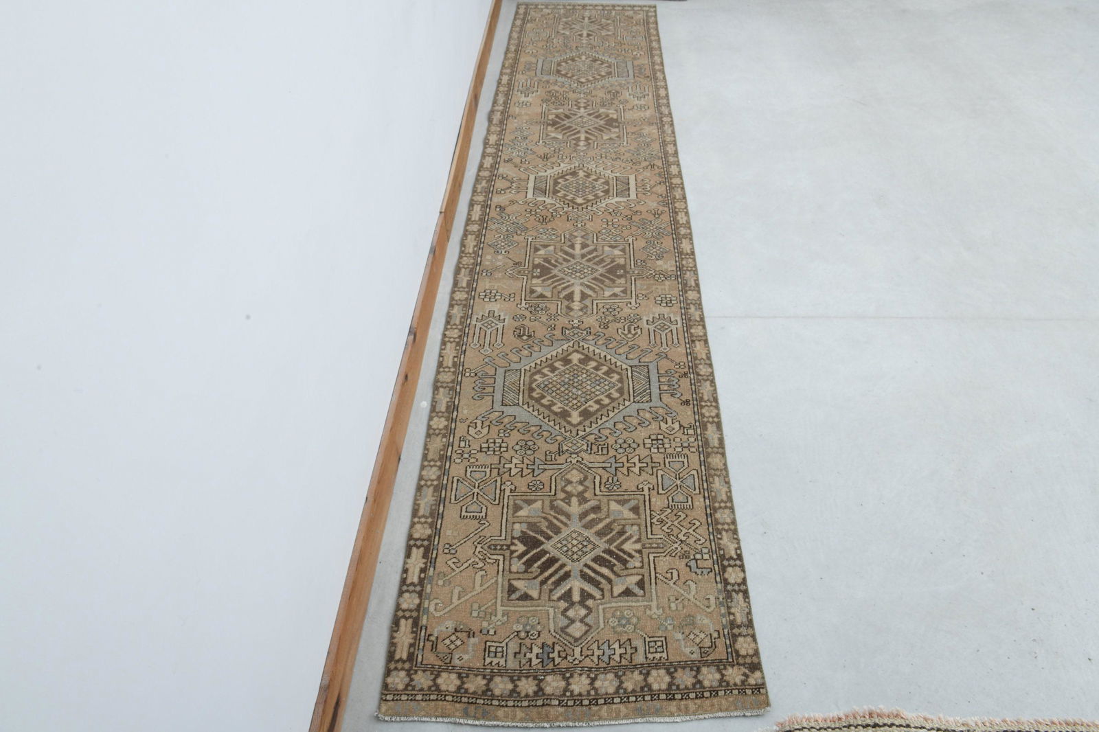 3.0x14.1 Ft Turkish Rug Vintage Rug Oushak Runner Wool Rug (1 of 10)