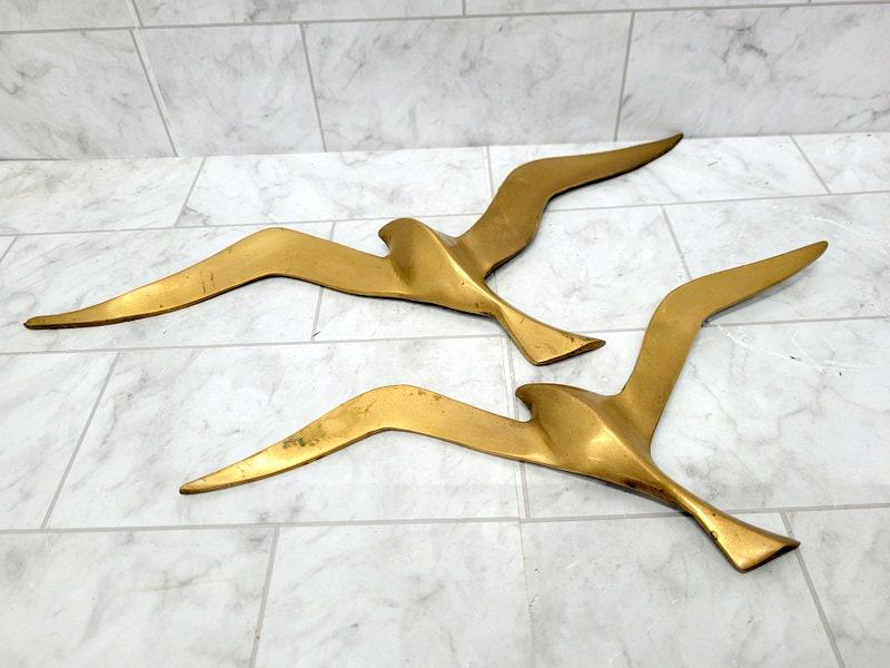 Vintage brass seagull Bird in Flight Mid Century Modern Metal Wall Art (1 of 7)