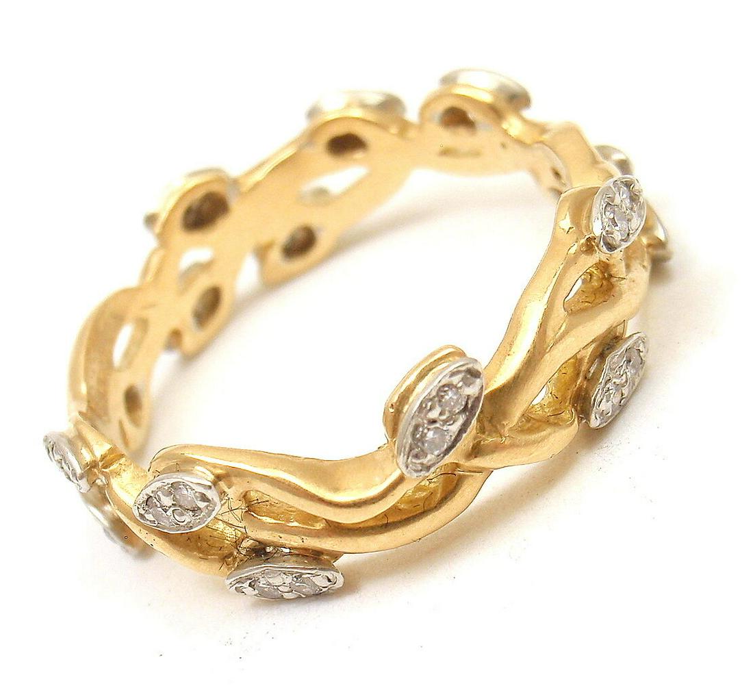 Authentic! Vera Wang Fine Jewelry 18k Yellow Gold Diamond Vine Motif Band Ring (1 of 6)