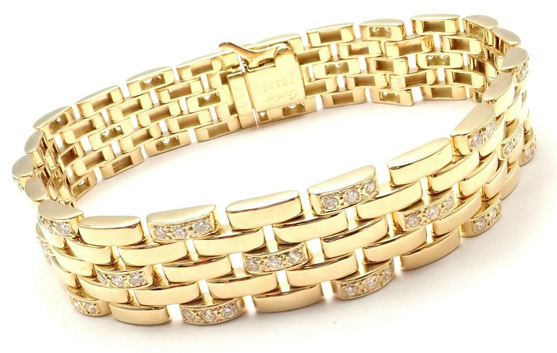 Authentic Cartier Maillon Panthere 18K Gold Diamond Five Row Link Gold Bracelet (1 of 12)
