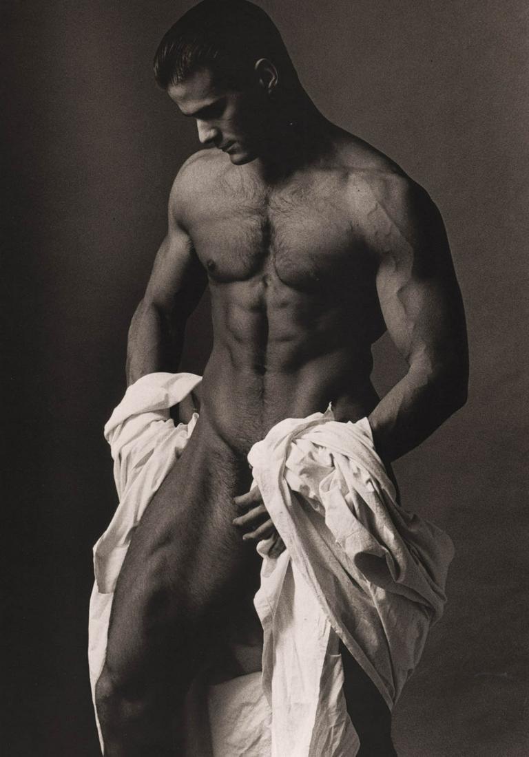 KEN HAAK - Male Nude,1985: Artist: KEN HAAK Print Title: Male Nude,1985 Medium: Tri-tone Photo-lithographs (Limited edition of 5000) Printed in the 1980’s, in the US Image size (inches) approx. 11 x 8” Ken Haak(1923
