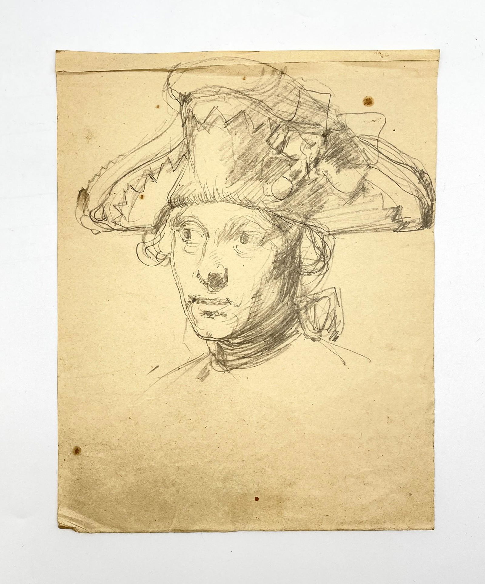 Antique Pencil Drawing - Portrait of French Soldier - Louis Kolitz -19th Сentury (1 of 2)