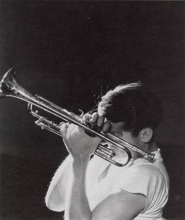 HERMAN LEONARD - Chet Baker, New York City, 1956: Artist: Herman Leonard Title: Chet Baker, New York City, 1956 Medium: Photo Litho, 2000, USA Dimensions: 6.25x7.45" Description: Heat Wax Mounted on 8.5x11" Conservation Board Artist Bio: Herman Leona