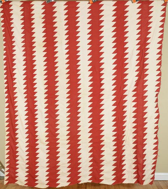 Graphic 1880's Red & White Tree Everlasting Quilt Top (1 of 5)