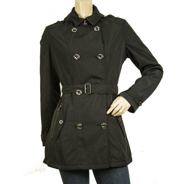 Burberry Blue Black Double Breasted Belted Trench Jacket Coat Xs