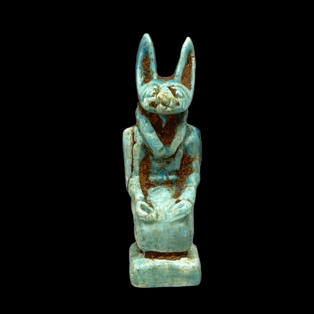 Ancient Egyptian Faience Amulet Of Seated Anubis 615 - 335 BC. (1 of 6)