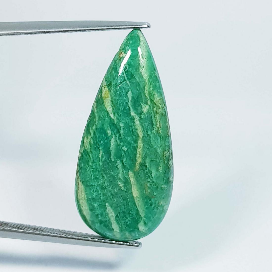 15.94 ctz Natural Amazonite: No Reserve! Title: 15.94 ctz Natural Amazonite Color/Clarity: Green / Opaque Gemstones: Amazonite Carat Weights: 15.94 Size/Dimensions: 30.35 x 13.95 x 5.20 Additional Information: Pear / Brazil Shipp