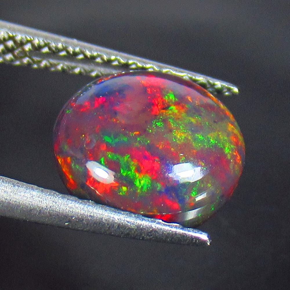 2.00 Ctw Natural Black Fire Opal Round Cabochon (1 of 2)