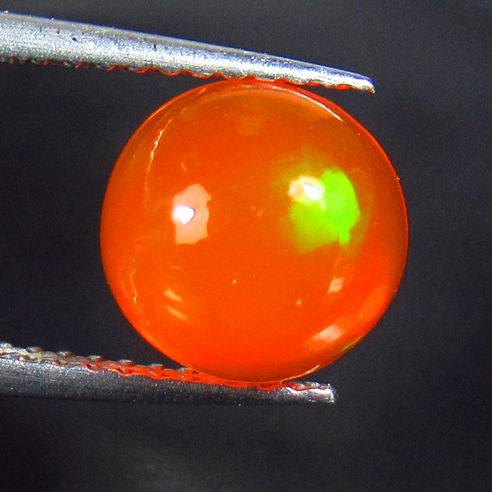 1.47 Ctw Natural Ethiopian Orange Fire Opal Round Cab (1 of 2)