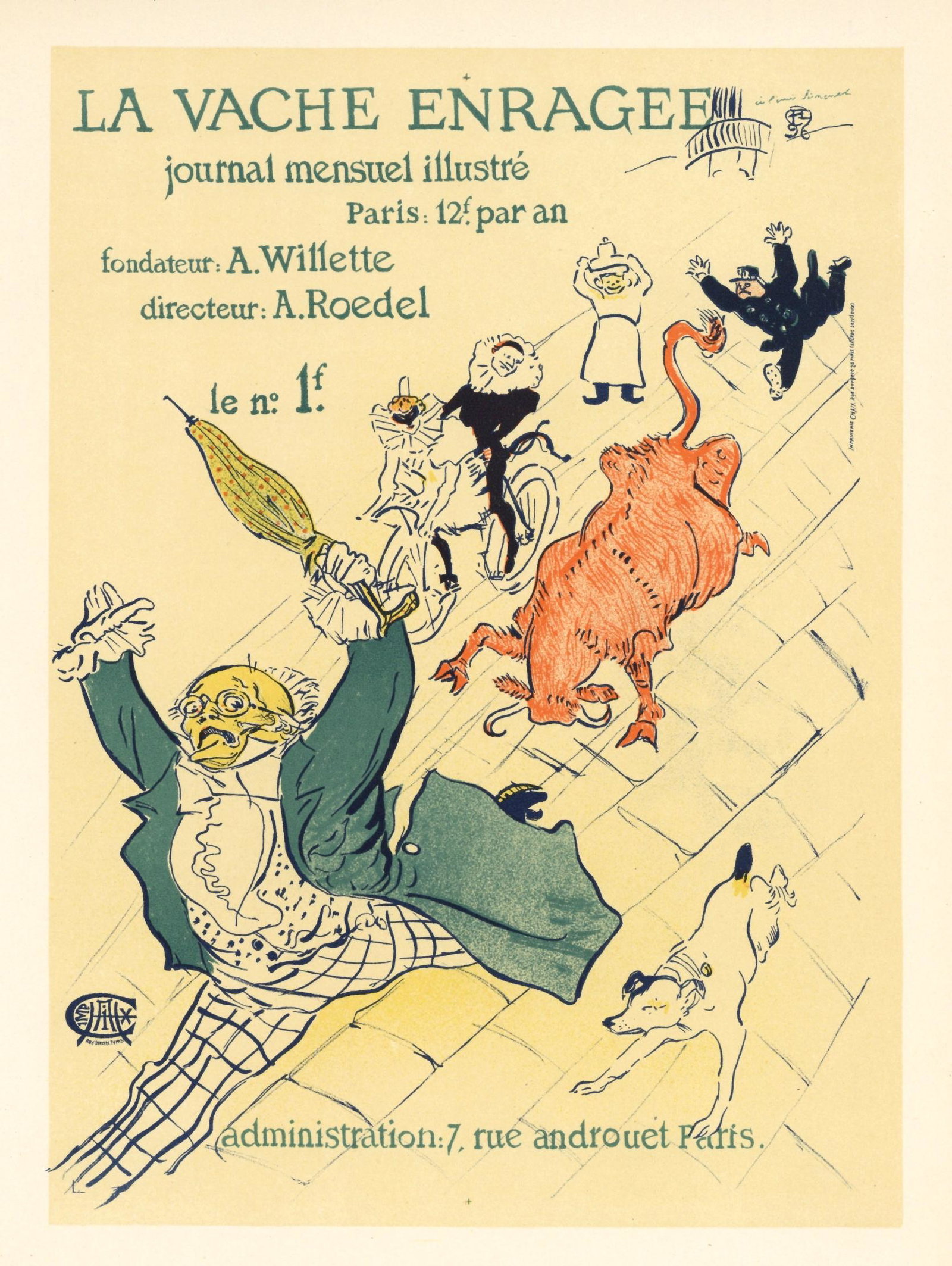 Toulouse-Lautrec lithograph poster "La vache enragee" (1 of 1)