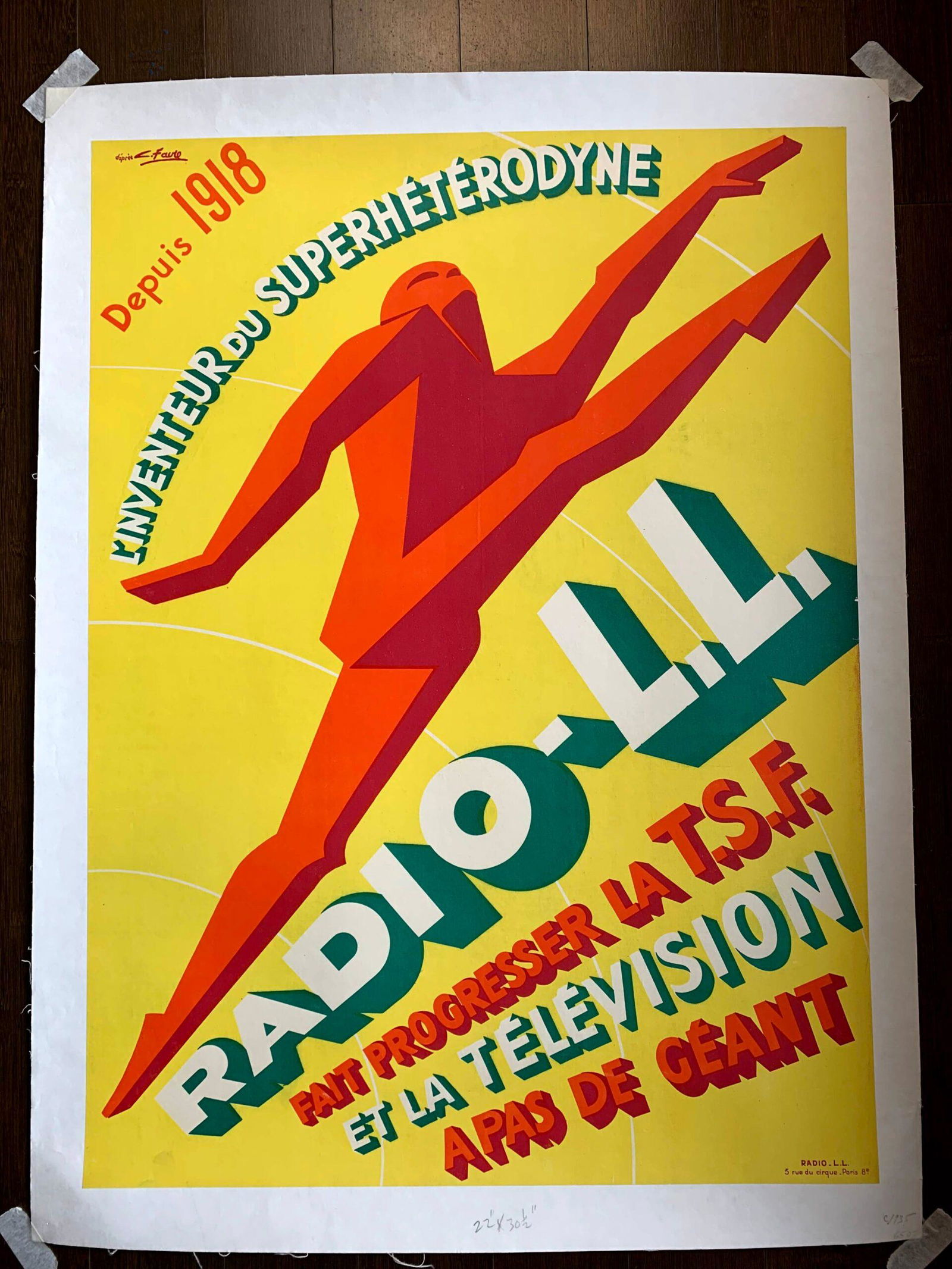 Radio L.l. - Art By Georges Favre (1935) 22.5" X 30" French Art Deco Advertising Poster LB (1 of 4)
