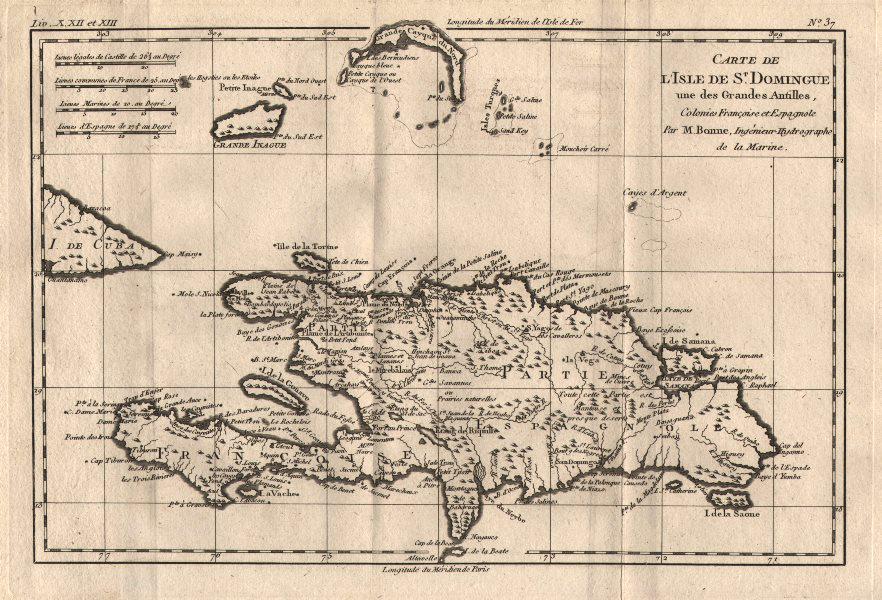 Carte de l'Isle de St Domingue. Hispaniola Dominican Rep Haiti. BONNE 1780 map (1 of 2)