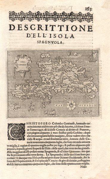 Descrittione dell' Isola Spagnuola. PORCACCHI. Hispaniola Caribbean 1620 map (1 of 2)