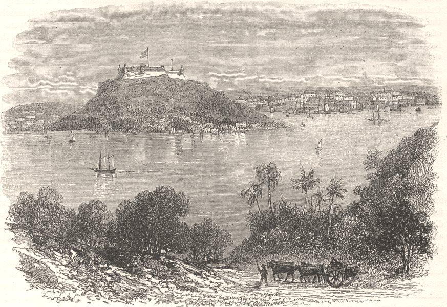 CUBA. Havana Harbour, where 50 invaders were shot c1880 old antique print: CAPTION PRINTED BELOW PICTURE: 'Havannah Harbour, showing where the fifty invaders were shot ' DATE PRINTED: c1880 IMAGE SIZE: Approx 10.0 x 14.5cm, 3.75 x 5.75 inches (Small) TYPE: Antique wood engra