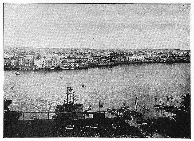 CUBA. Havana; View of Havana from Cabanas 1907 old antique print picture: CAPTION PRINTED BELOW PICTURE: 'Havana; View of Havana from Cabanas' DATE PRINTED: 1907 IMAGE SIZE: Approx 13.0 x 18.0cm, 5.25 x 7.25 inches (Small) TYPE: Antique print CONDITION: Good; suitable for f