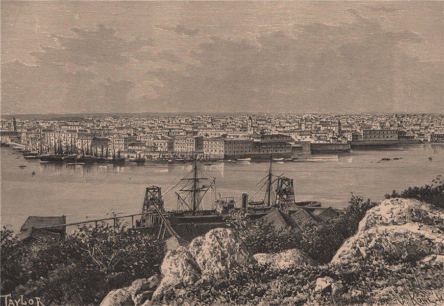 General view of Havana, taken from Casablanca. Cuba 1885 old antique print: CAPTION PRINTED BELOW PICTURE: 'General view of Havana, taken from Casablanca' DATE PRINTED: 1885 IMAGE SIZE: Approx 12.5 x 18.5cm, 5 x 7.25 inches (Small) TYPE: Antique wood-engraved print CONDITION:
