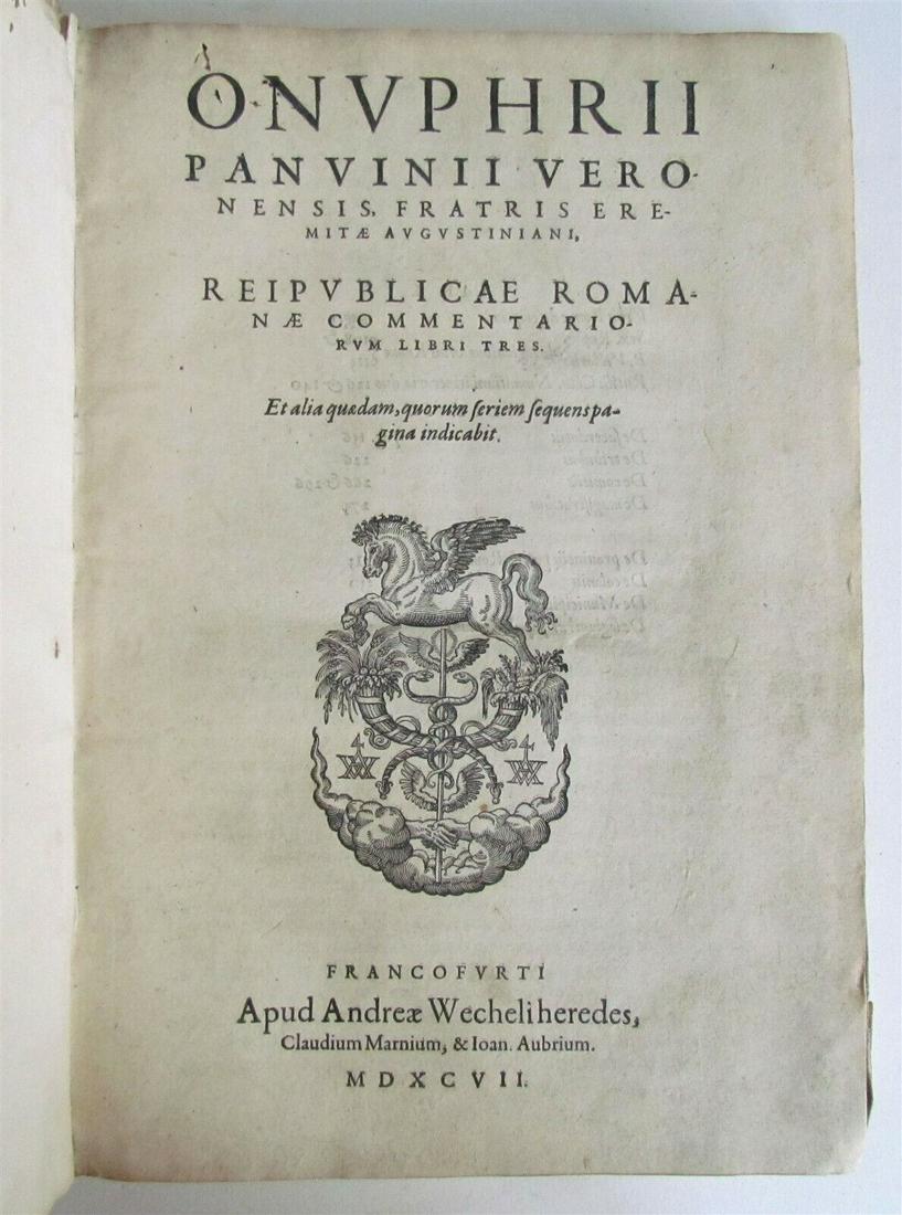 1597 ROMAN REPUBLIC COMMENTARY antique vellum bound FOLIO by Onuphrius Panvinius (1 of 9)