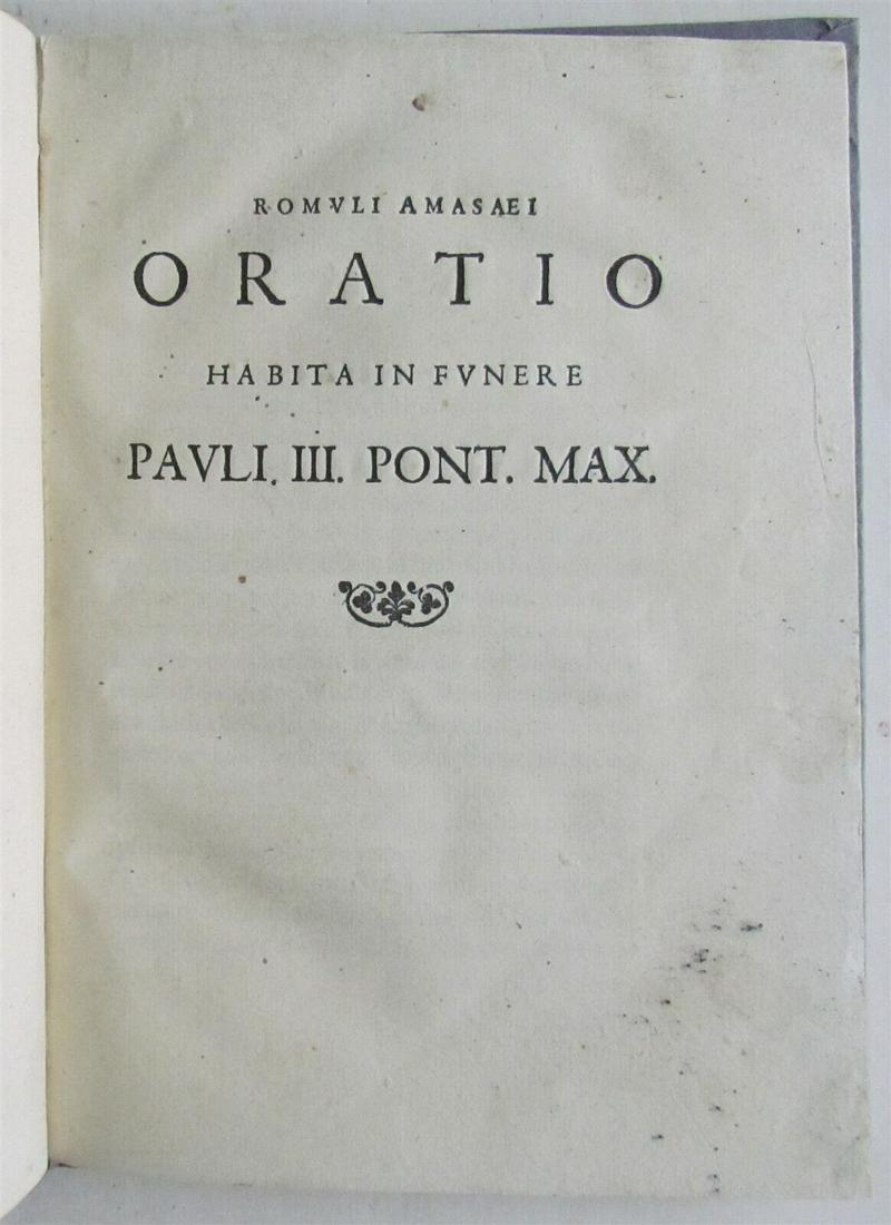 1563 FUNERAL ORATION of Pope Paul III by Romolo Amaseo antique 16th century (1 of 9)