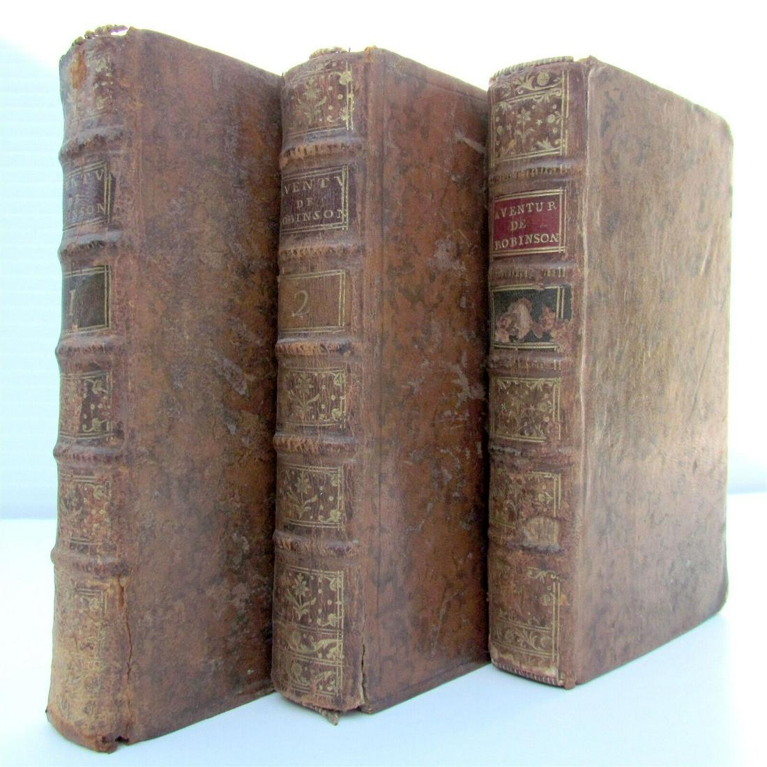 1768 ADVENTURES of ROBINSON CRUSOE by DANIEL DEFOE antique ILLUSTRATED 3 volumes (1 of 12)