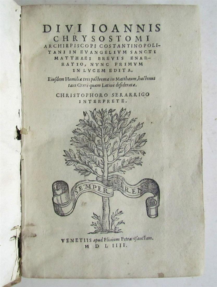 1554 BIBLE COMMENTARY by St. John Chrysostom antique VELLUM BOUND 16th century (1 of 12)