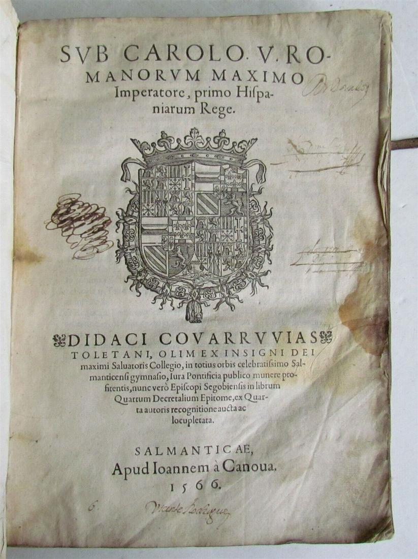 1566 CANON LAW by Covarruvias antique VELLUM BINDING 16th CENTURY (1 of 8)